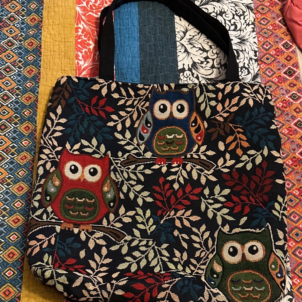 Owl Patterned Tote Bag - Multicolor